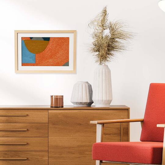 Hello Honey® Abstract Embroidery in Wood Frame